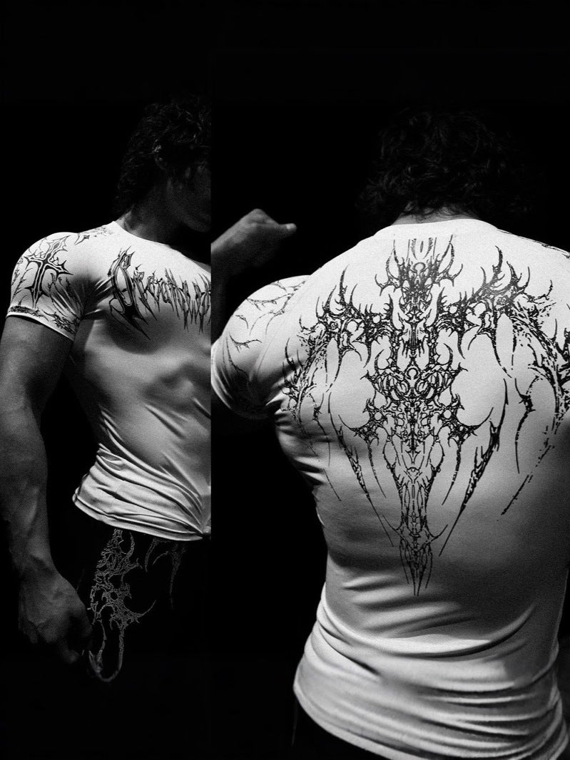 Breathedivinity American Trendy Brand Dark Style Sports Fitness Men'S T-Shirt Quick-Drying Elastic Bodysuit - Image 5